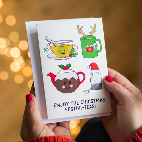 'Festivi-Teas' Funny Tea Christmas Card