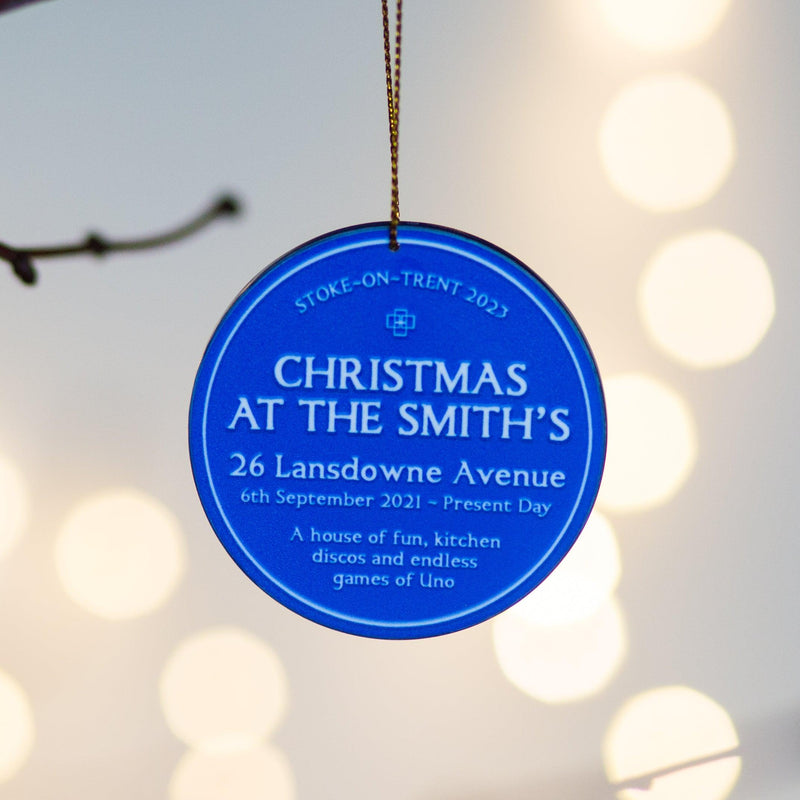 Personalised 'Blue Plaque' Christmas Tree Decoration