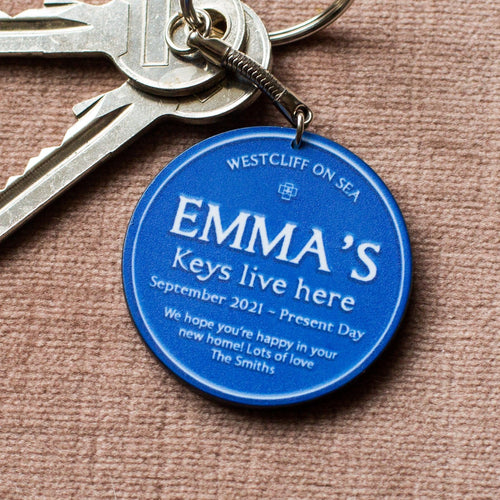 Personalised Blue Plaque Keyring