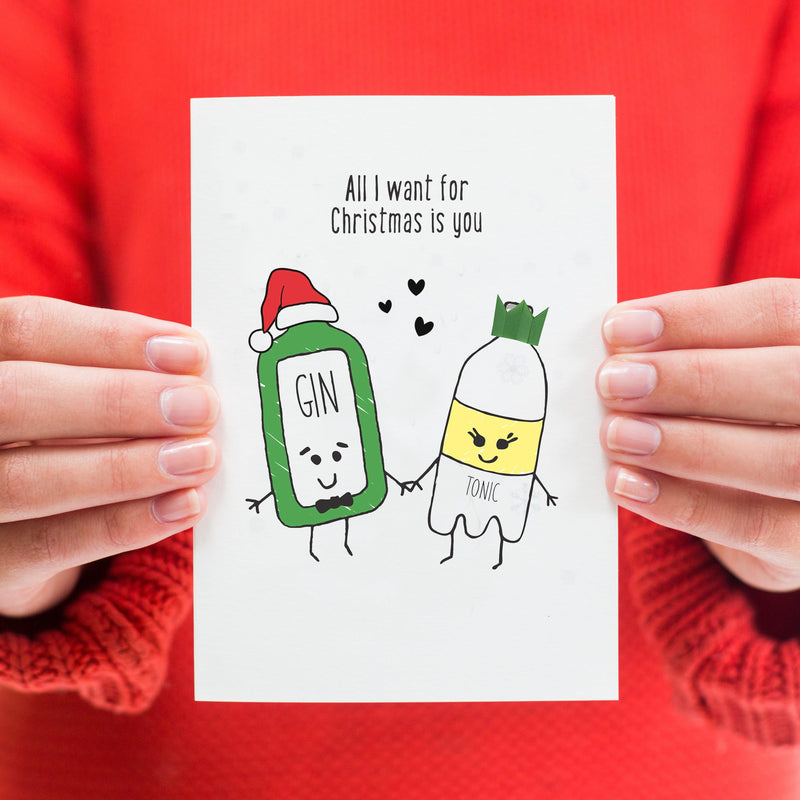 'All I Want for Christmas' Gin and Tonic Christmas Card - Of Life & Lemons®