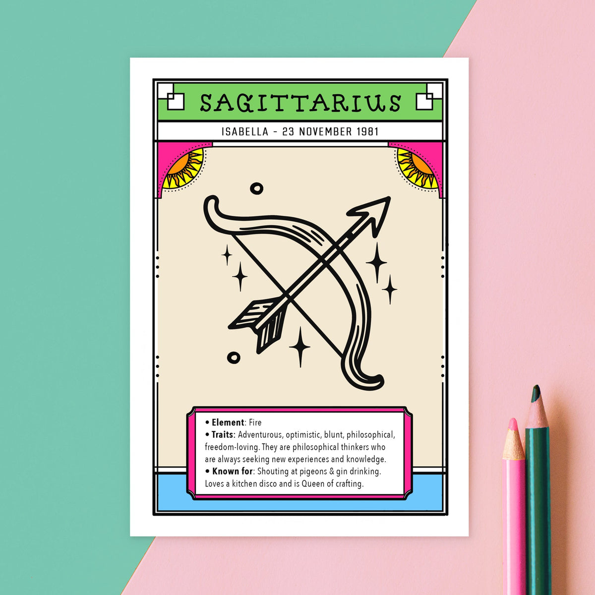Personalised Zodiac Birthday Card - Of Life & Lemons®