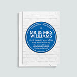 Personalised Blue Plaque Wedding Card