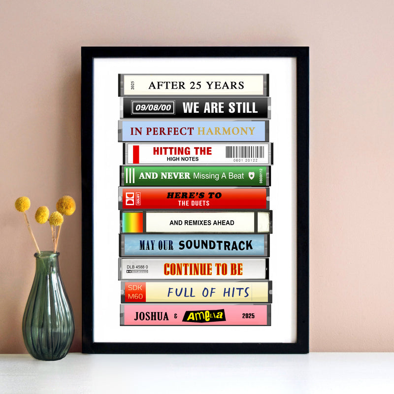 Personalised Cassette Tape Anniversary Print - Of Life & Lemons®