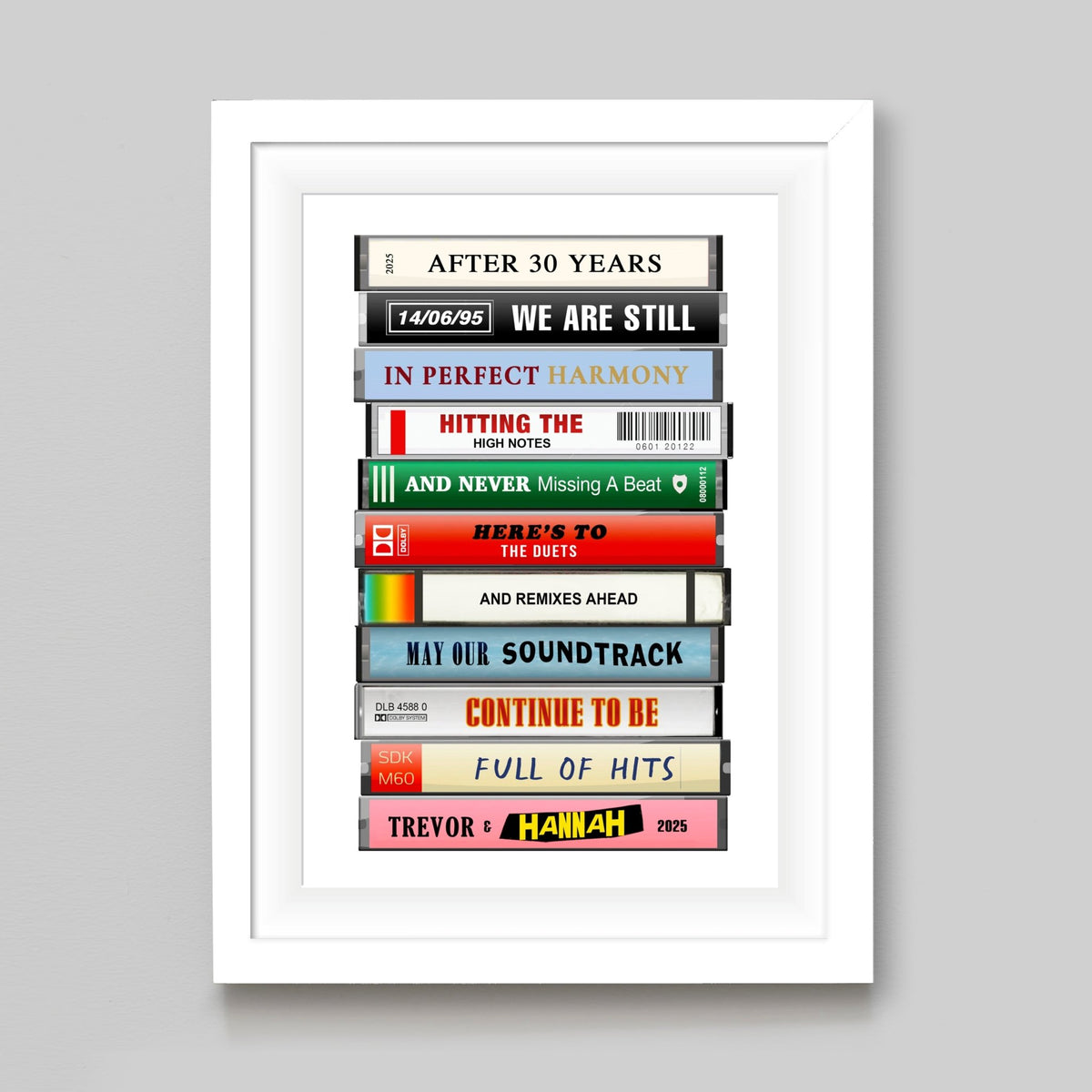 Personalised Cassette Tape Anniversary Print - Of Life & Lemons®