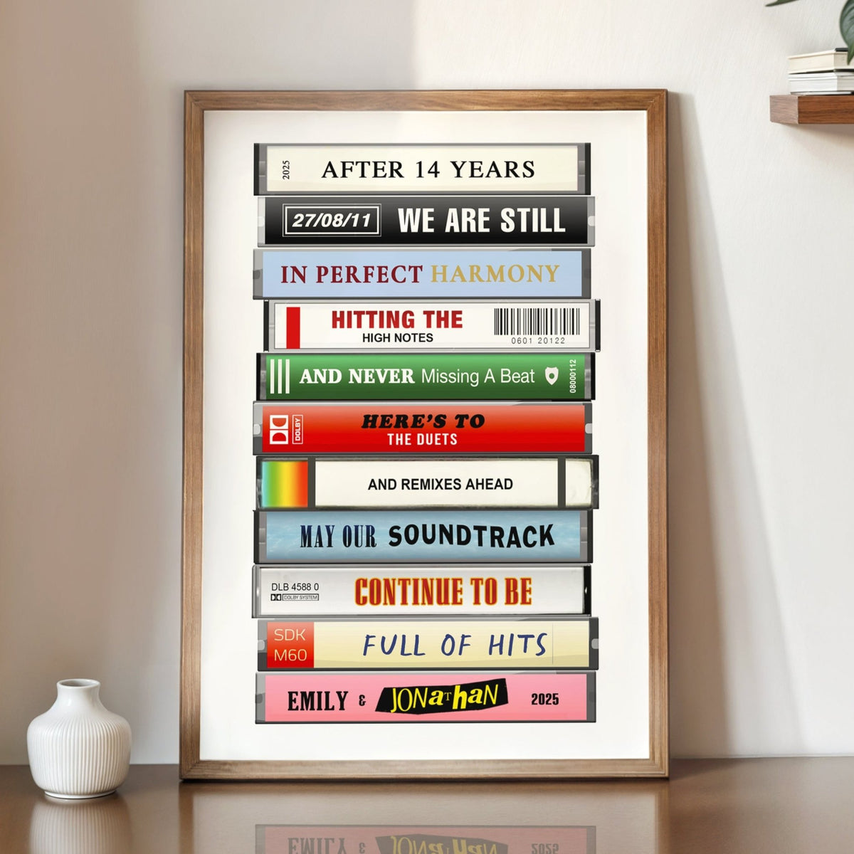 Personalised Cassette Tape Anniversary Print - Of Life & Lemons®