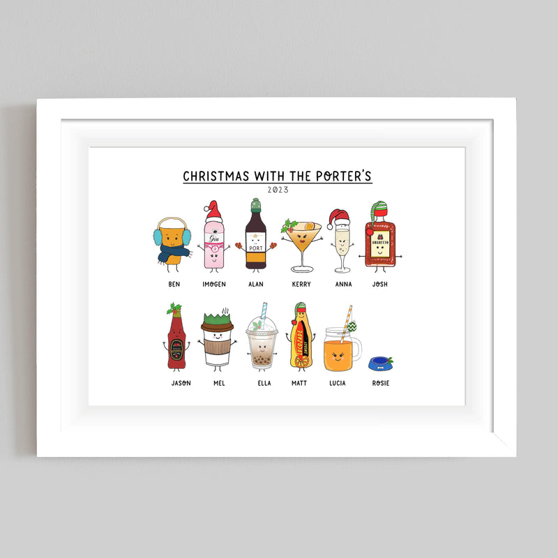 Personalised Christmas Drinks Print