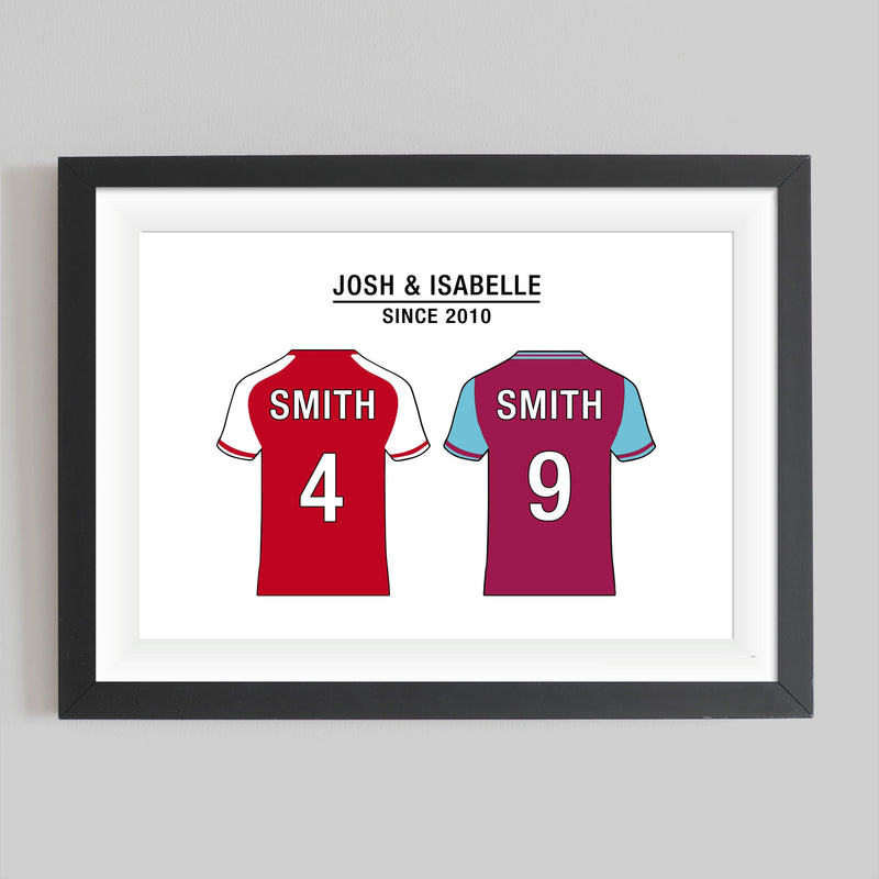 Personalised Football Shirt Print for Couple