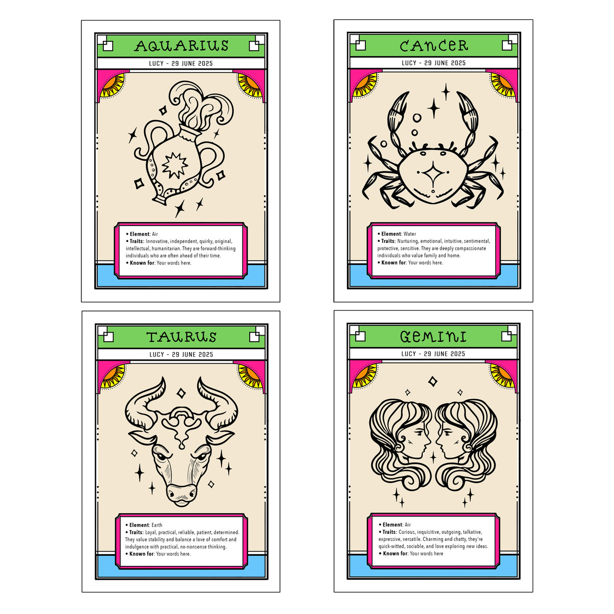 Personalised Zodiac Birthday Card - Of Life & Lemons®