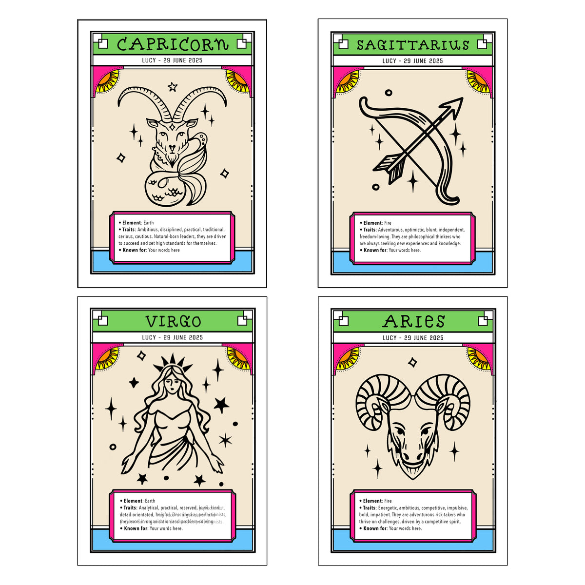 Personalised Zodiac Birthday Card - Of Life & Lemons®