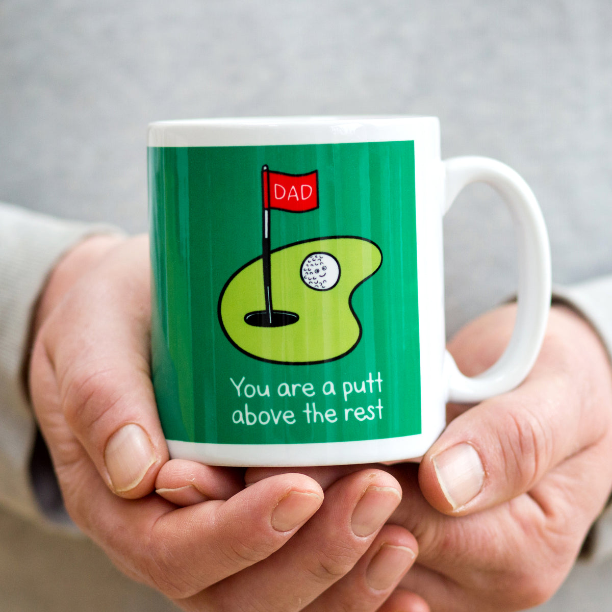 a mug for dad with a golf theme and pun