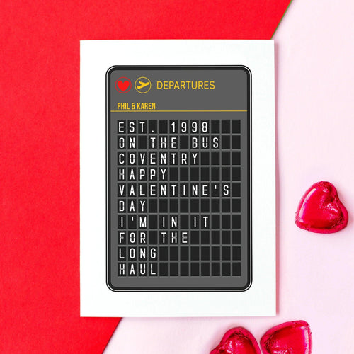 Personalised Departure Board Valentine's Card - Of Life & Lemons®