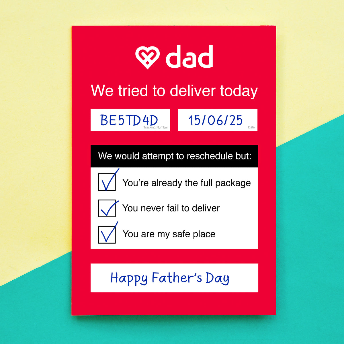 a funny father's day card featuring puns and sayings about deliveries
