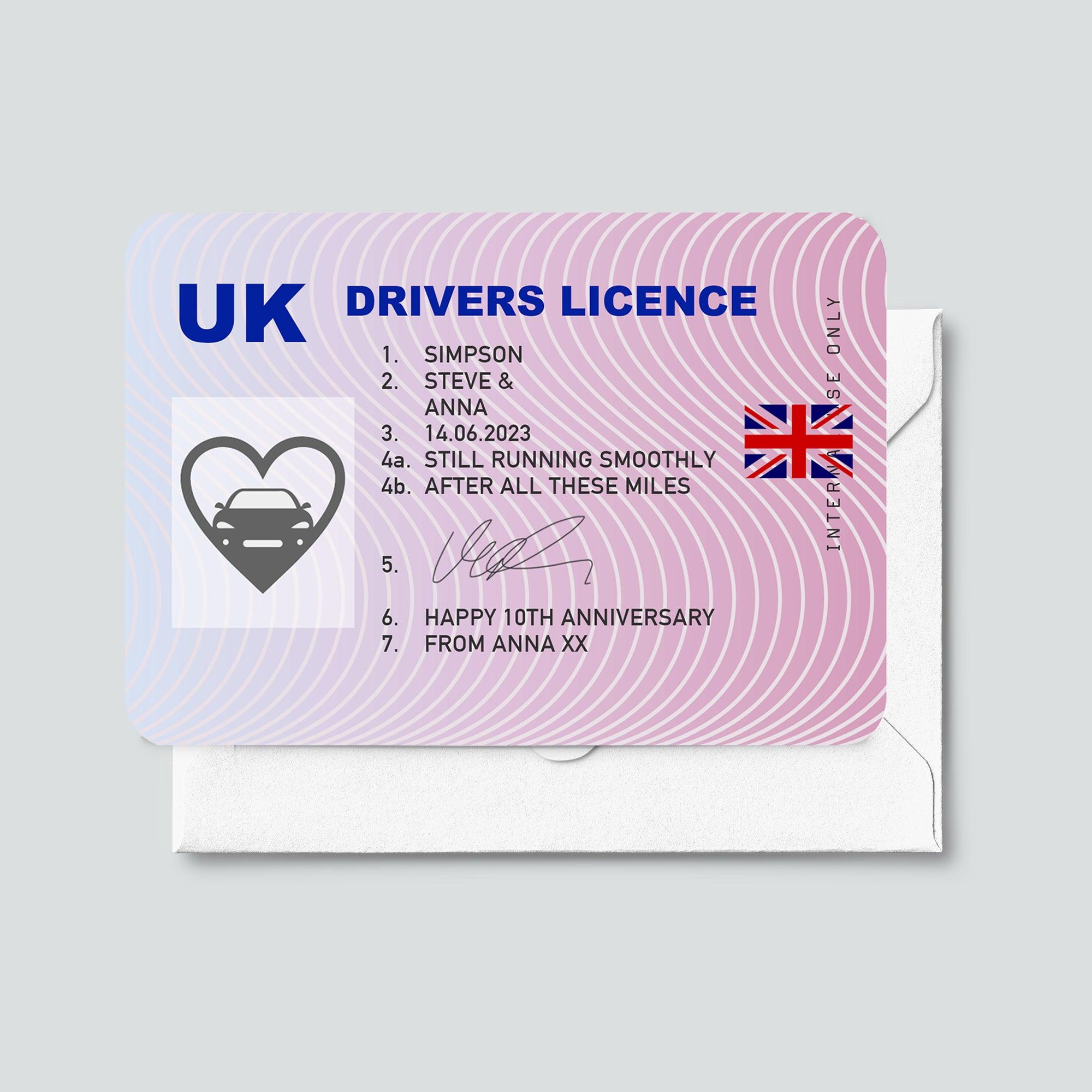 Personalised Drivers Licence Anniversary Card – Of Life & Lemons®