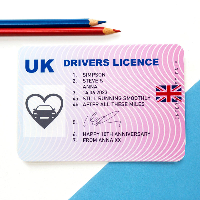 Personalised Drivers Licence Anniversary Card