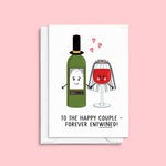 wedding card for a wine loving bride and groom