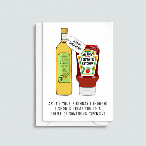 'Bottle Of Something Expensive' Funny Birthday Card