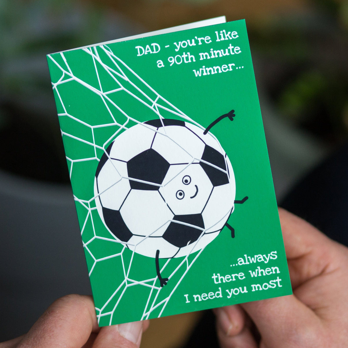 a card for dad by of life and lemons with a football illustration and theme