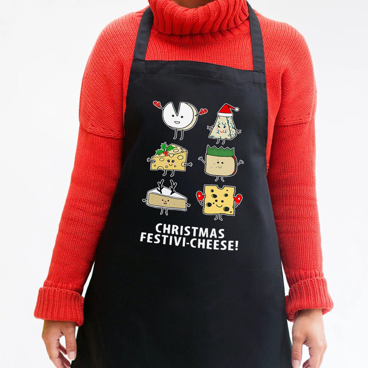 christmas apron with festive cheese design