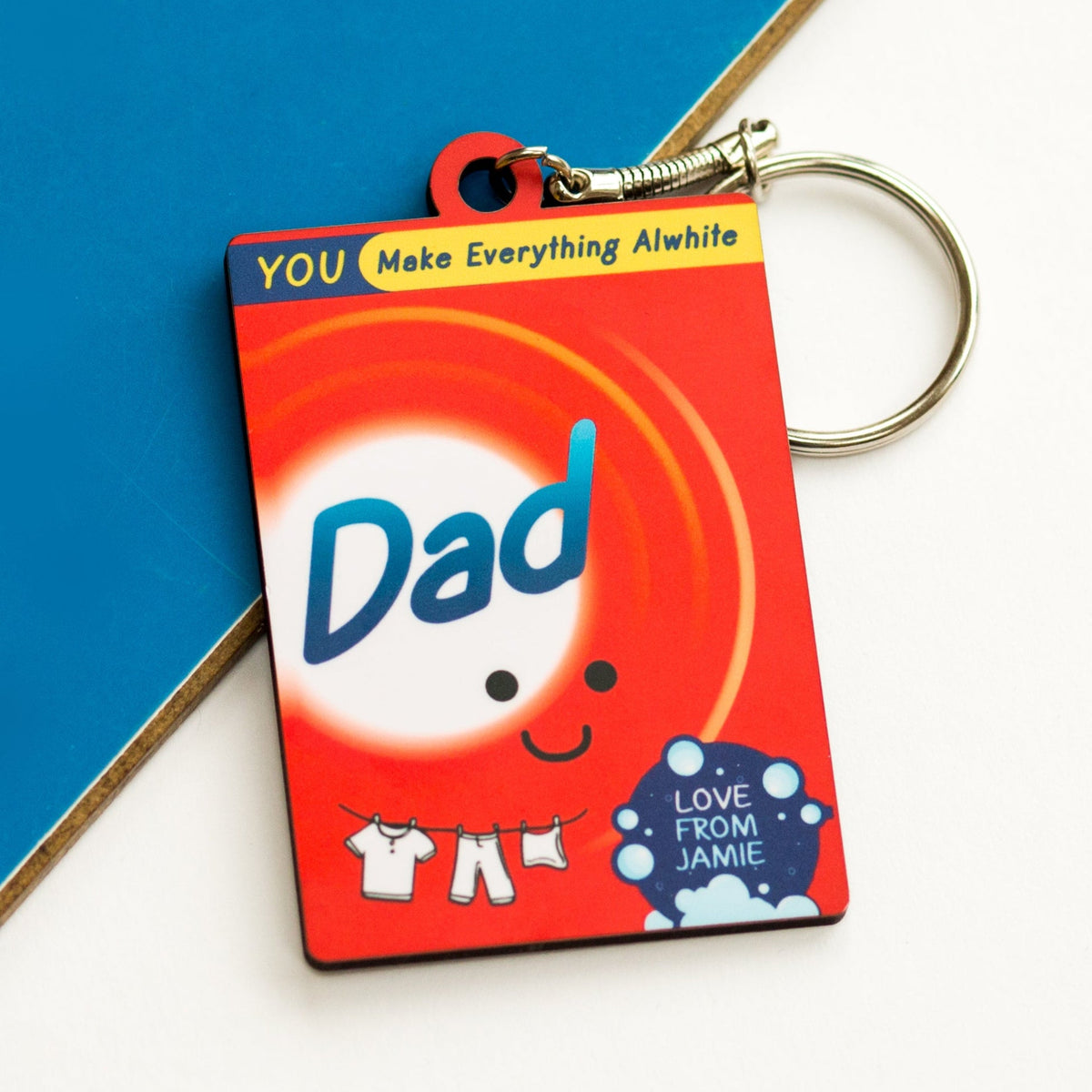Personalised Laundry Themed Keyring For Dad - Of Life & Lemons®