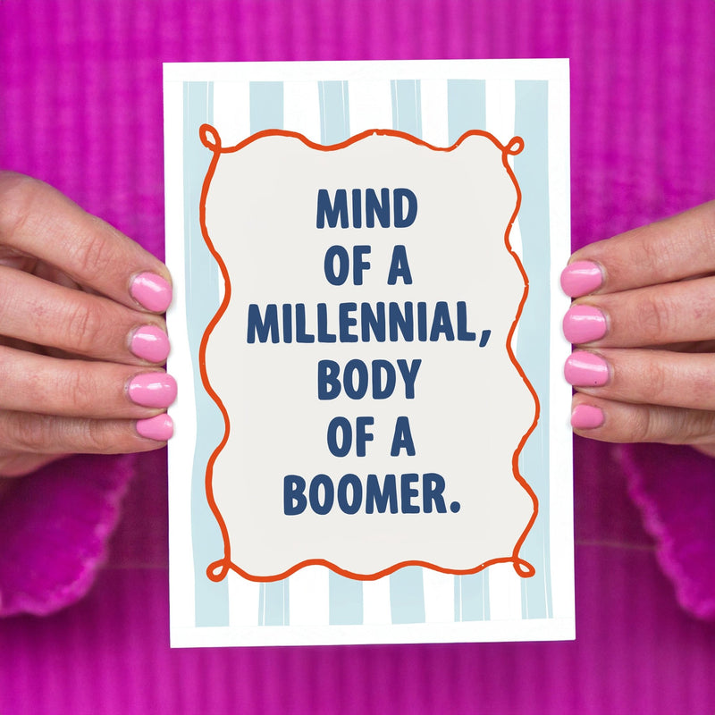 Funny Birthday Card 'Mind of a Millennial, Body of a Boomer' - Of Life & Lemons®
