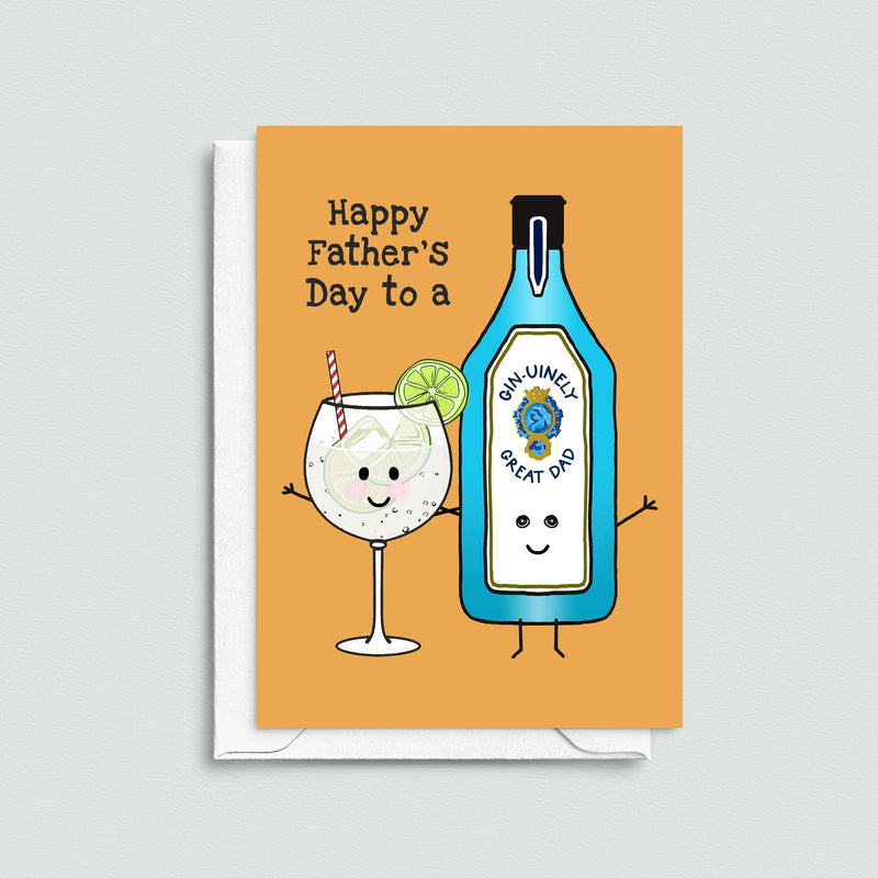 a funny gin themed fathers day card