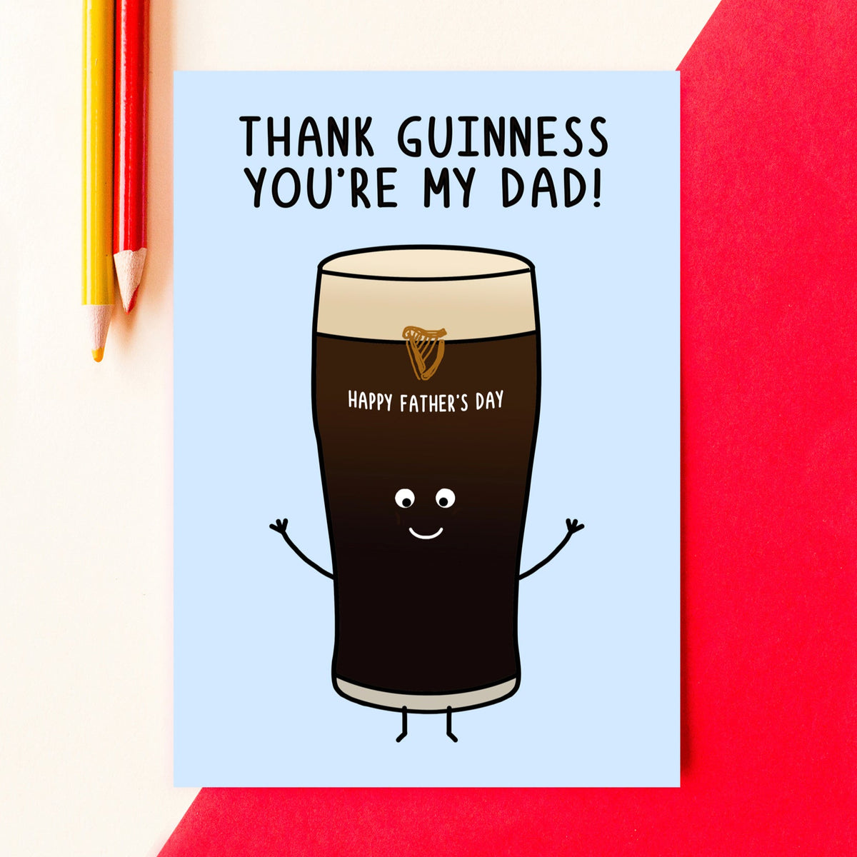 A Father's Day card featuring an illustration and pun about Guinness
