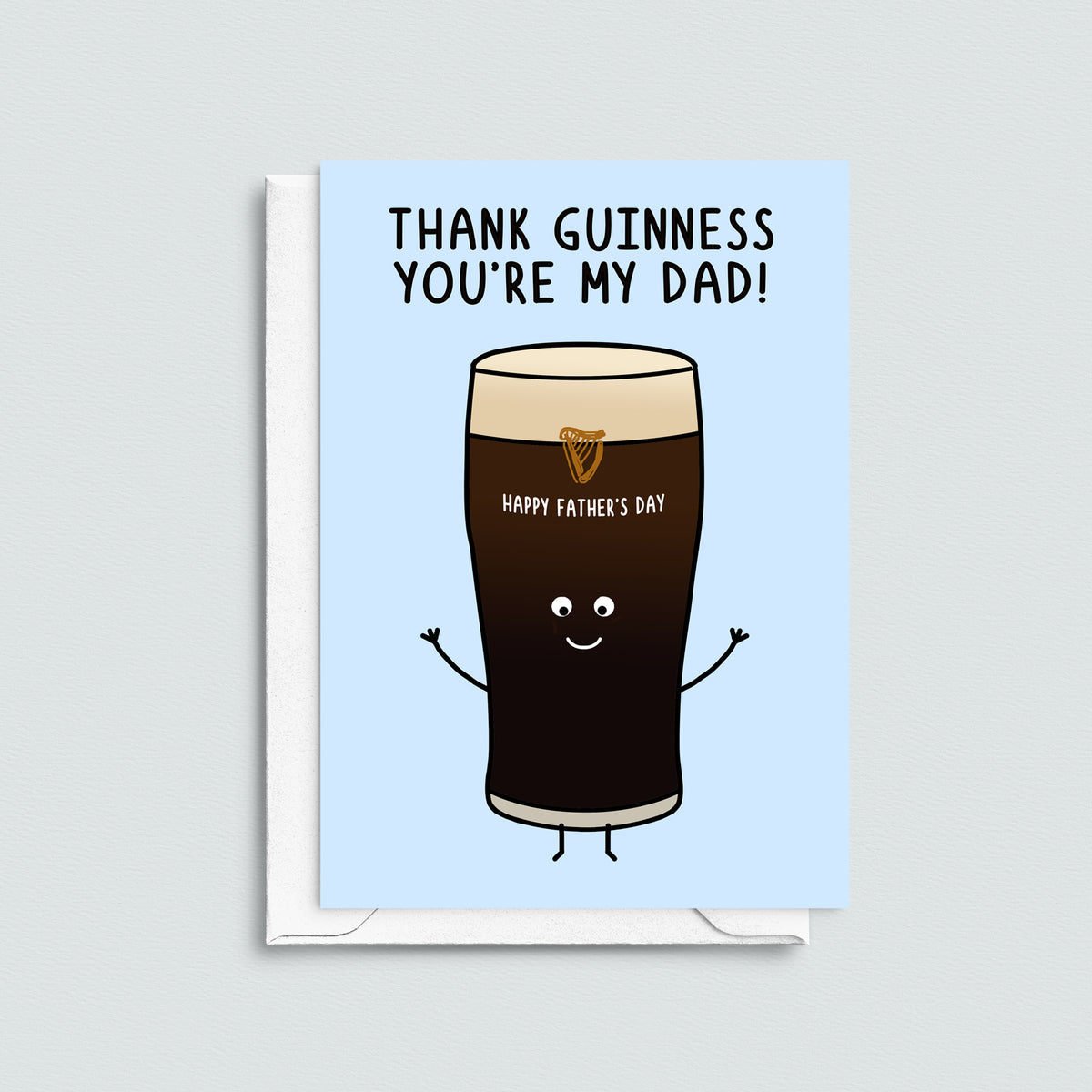 Father's Day card about Guinness featuring an illustration and funny pun