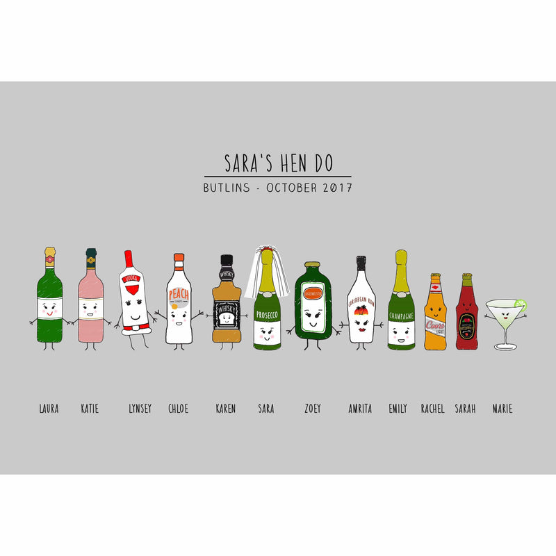 personalised drinks print for stag party