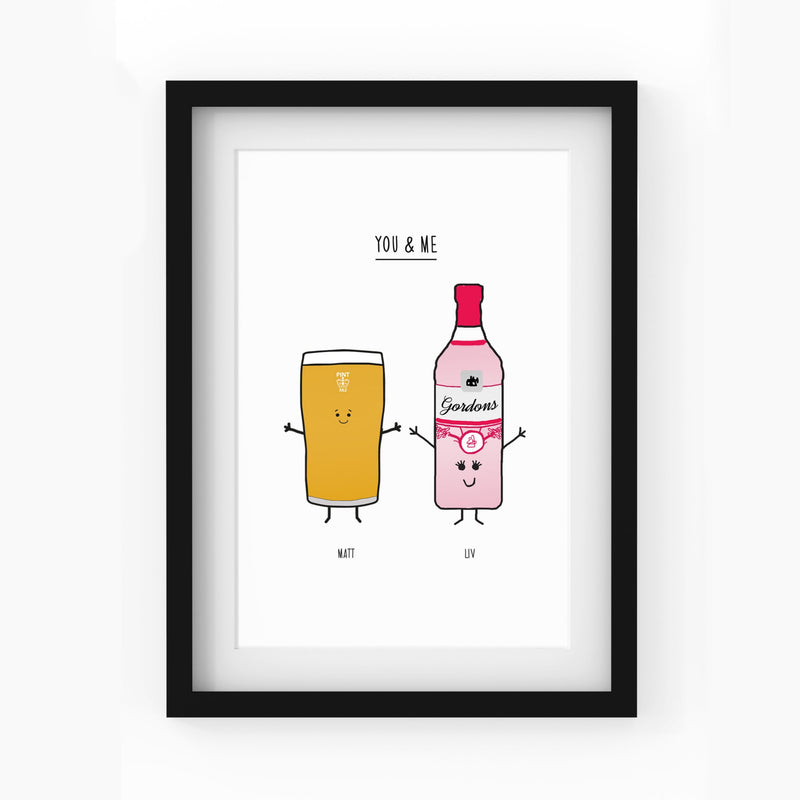 'You & Me' Personalised Drink Print for Couple - Of Life & Lemons®