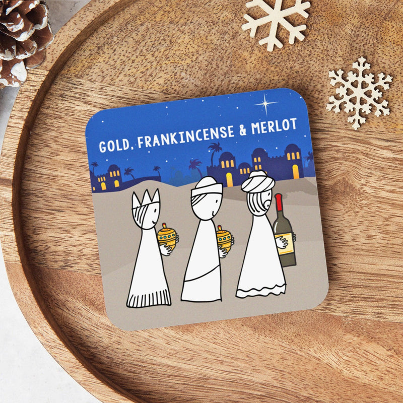 Funny Wine Christmas Coaster