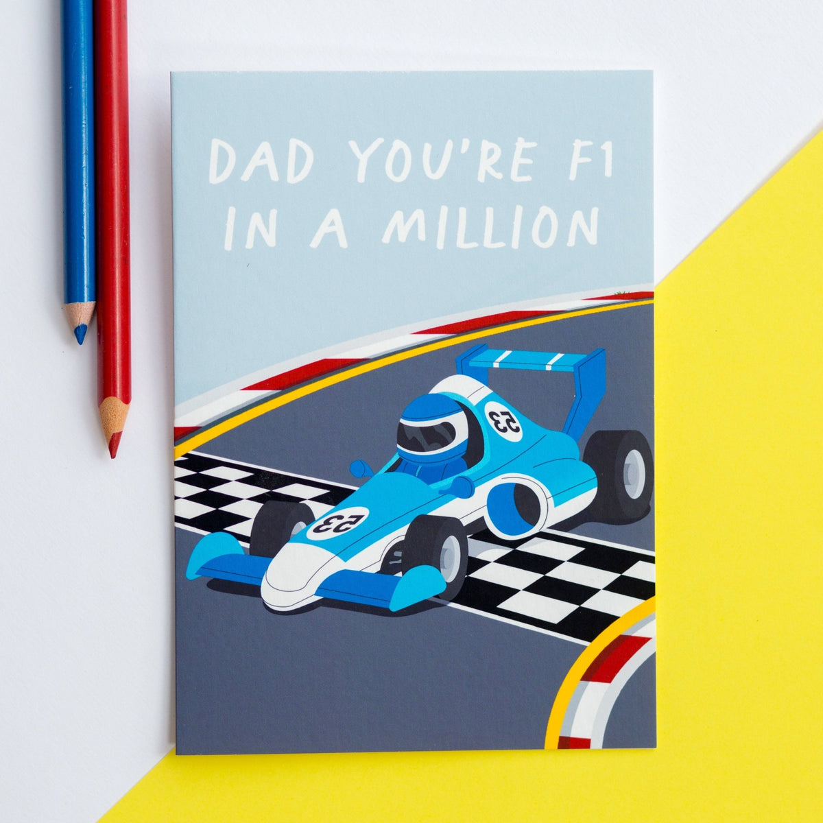 a formula 1 themed card for dad featuring a motor sport pun