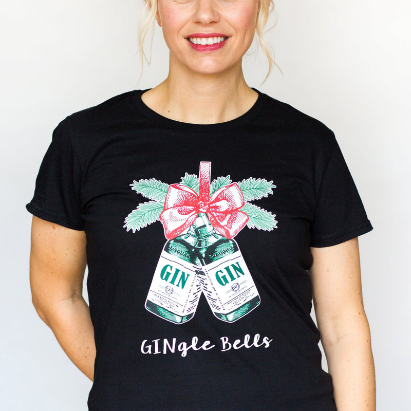 GINgle Bells Ladies Christmas T Shirt Of Life Lemons