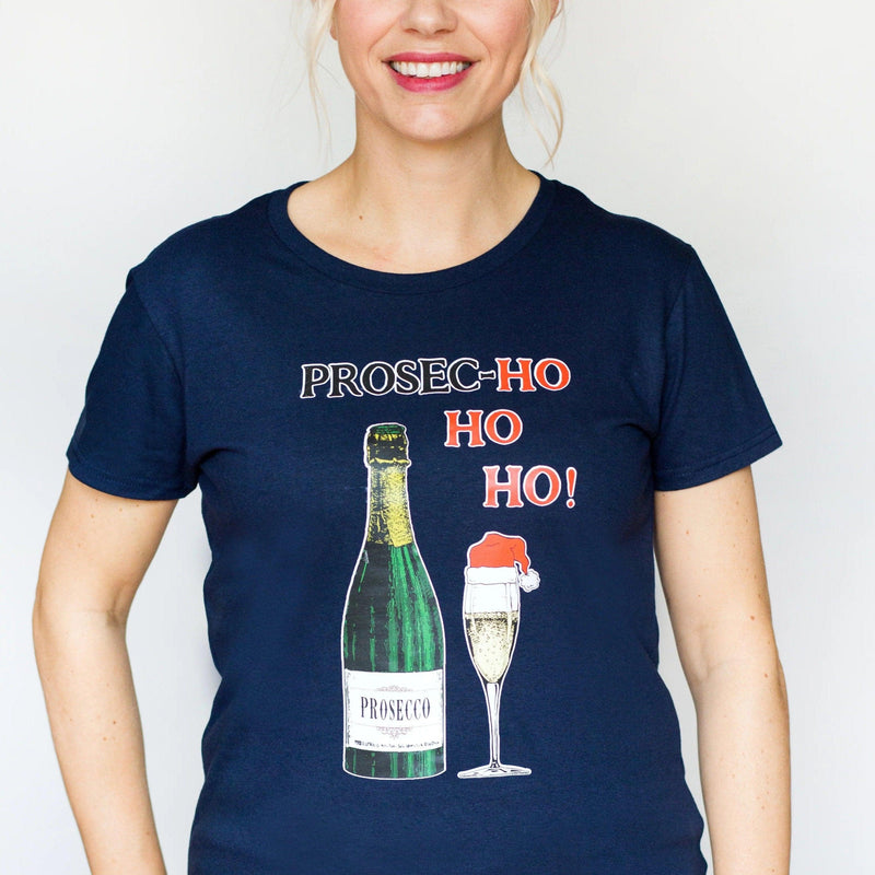 'Prosec-HoHoHo' Ladies Christmas T-Shirt