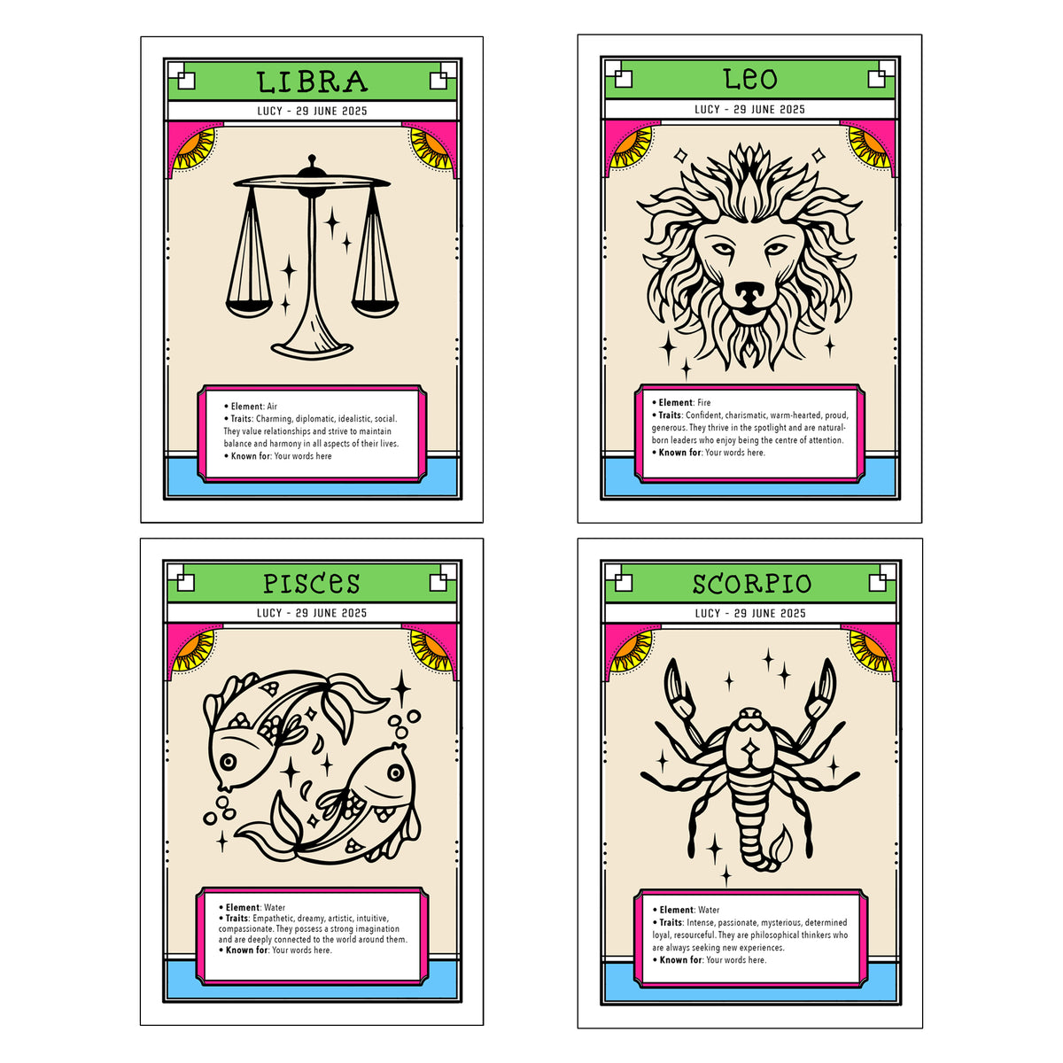 Personalised Zodiac Birthday Card - Of Life & Lemons®