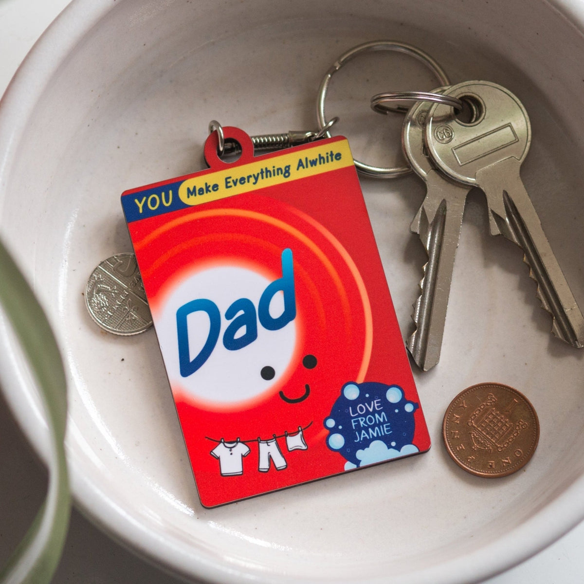 Personalised Laundry Themed Keyring For Dad - Of Life & Lemons®
