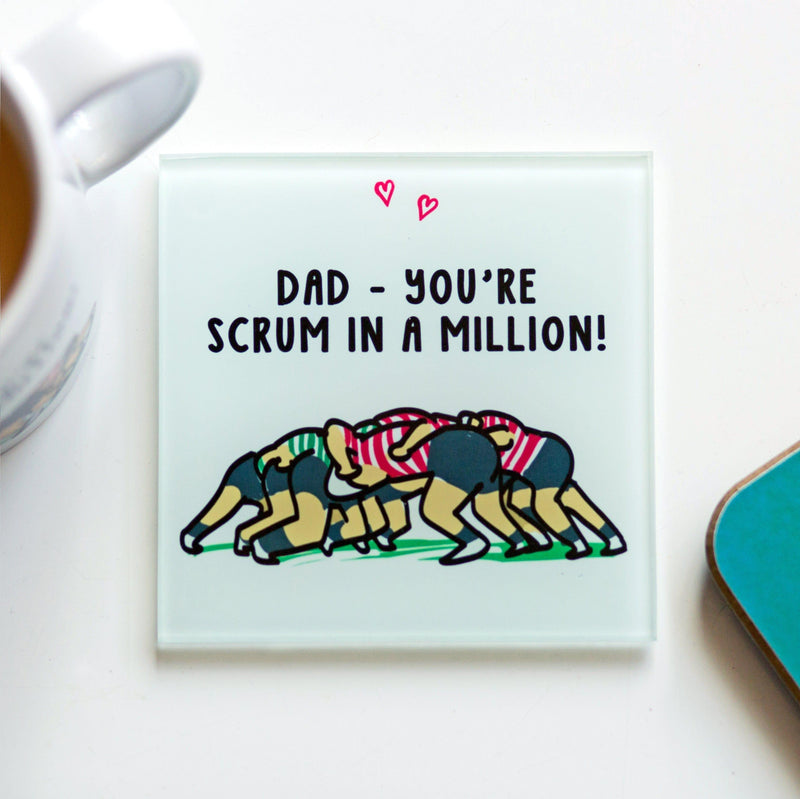 'Scrum In A Million' Rugby Coaster for Dad