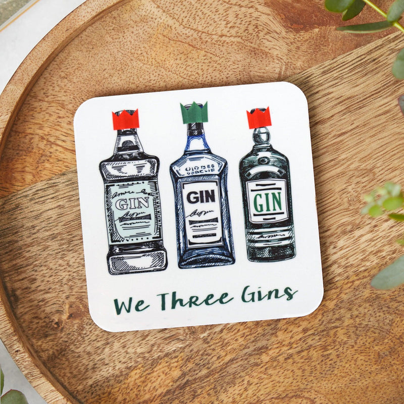 'We Three Gins' Christmas Coaster
