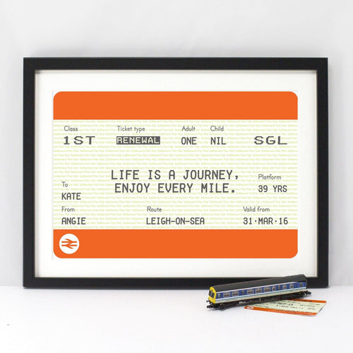 Personalised Train Ticket Birthday Print Train Ticket Prints Of Life & Lemons 