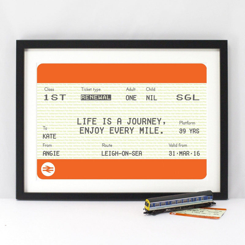 Personalised Train Ticket Birthday Print Train Ticket Prints Of Life & Lemons 