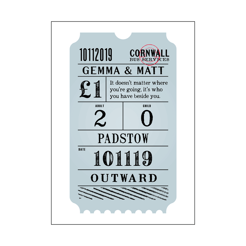 Vintage Personalised Bus Ticket Print Personalised Prints Of Life & Lemons 