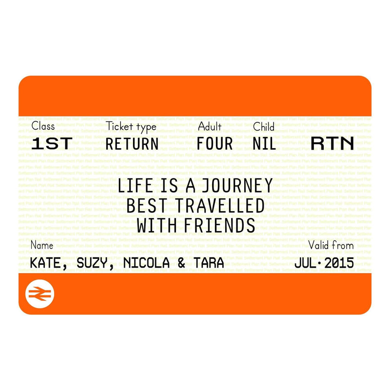 Personalised Train Ticket Friendship Print Train Ticket Prints Of Life & Lemons 
