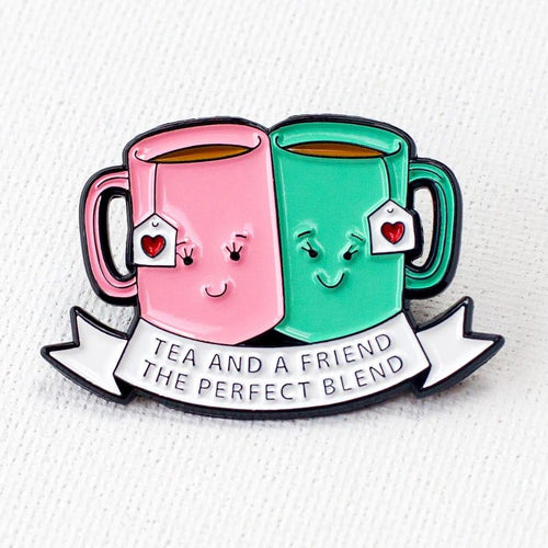 'Tea and a Friend' Enamel Pin Badge Enamel Pin Badge Of Life & Lemons 