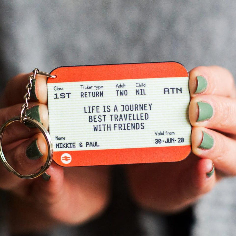 Personalised Train Ticket Friendship Keyring Personalised Keyring Of Life & Lemons 