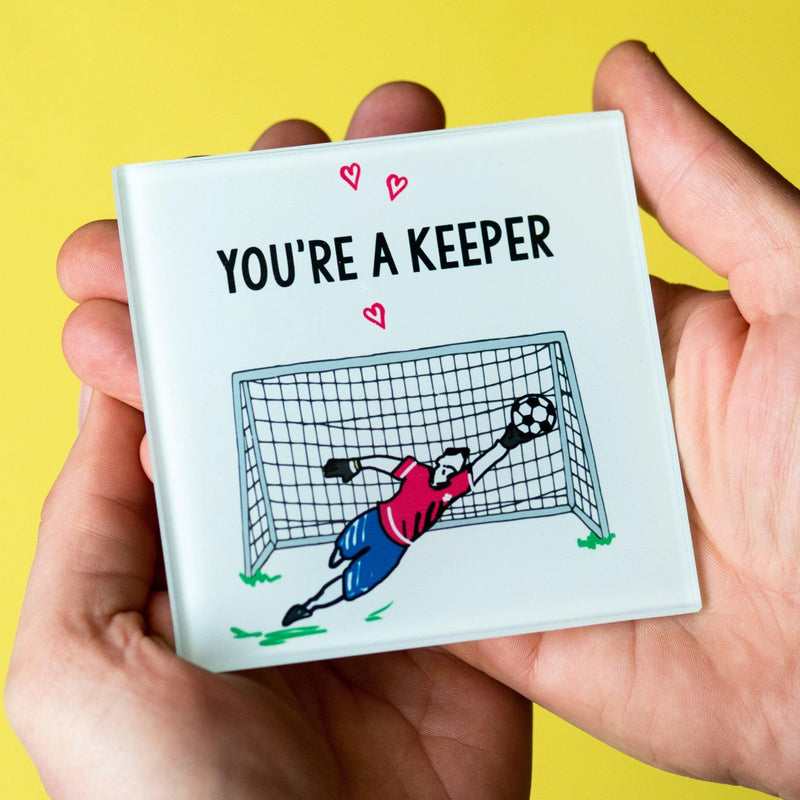 'You're A Keeper' Personalised Football Coaster Coaster Of Life & Lemons® 