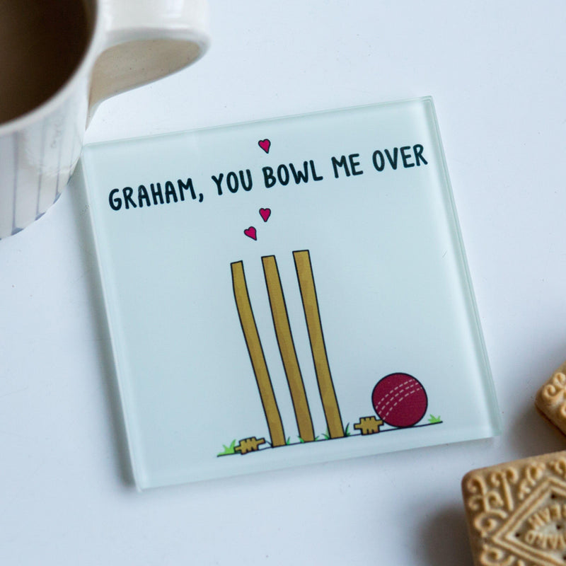 'You Bowl Me Over' Personalised Cricket Coaster Coaster Of Life & Lemons® 