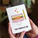 'You Complete Me' Cassette Tape Valentine's Card Cards for your Other Half Of Life & Lemons 