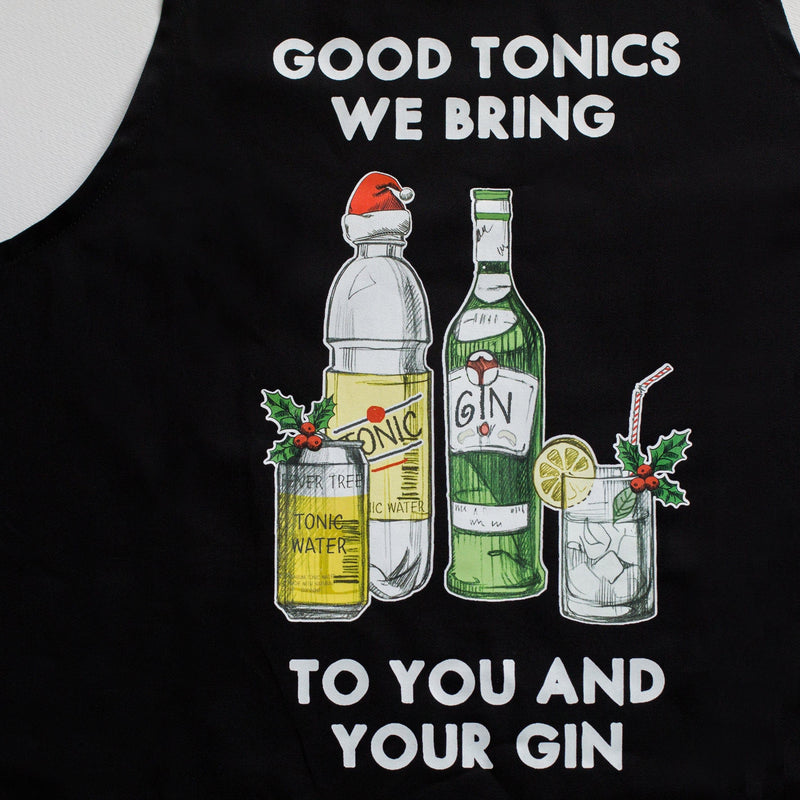 'Good Tonics We Bring' Gin Christmas Apron Aprons Of Life & Lemons 