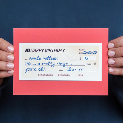 Funny 'Reality Cheque' Personalised Birthday Card Birthday Cards Of Life & Lemons 