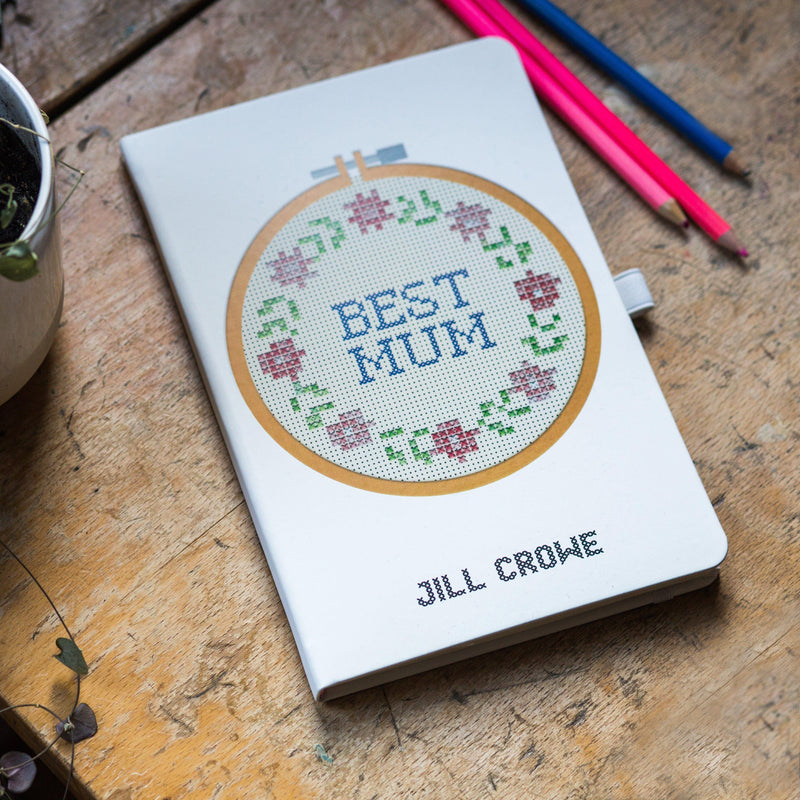 Cross Stitch 'Best Mum' Personalised Notebook Notebook Of Life & Lemons 