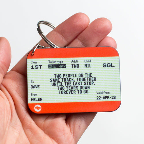 Personalised Train Ticket Anniversary Keyring Personalised Keyring Of Life & Lemons 